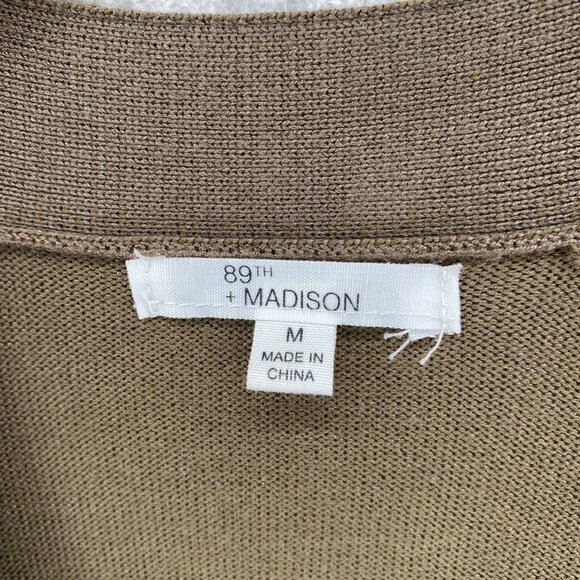 89th + Madison Sweater Womens Medium Green Open Cardigan Stretch Pockets Long - Picture 5 of 10
